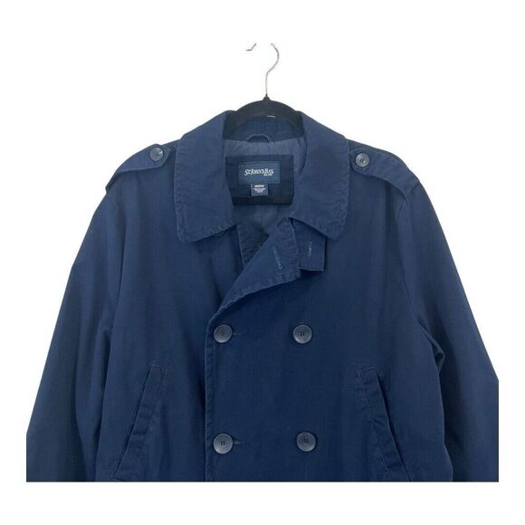 St. John's Bay Mens Size Medium Navy Blue Trench Coat - Picture 2 of 4